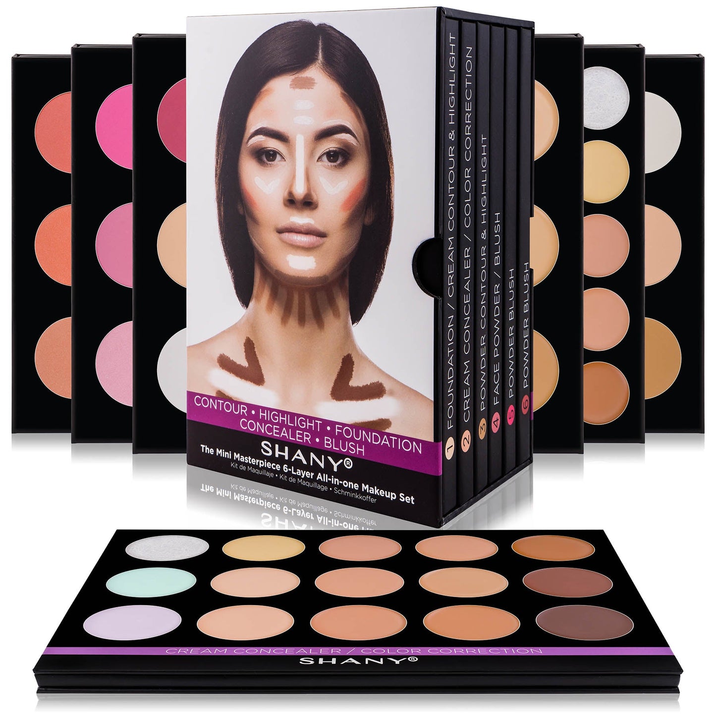 SHANY The Mini Masterpiece 6 Layers Makeup Foundation, Concealer, Camouflage, Contour , Blush and Face Cosmetics - 6 Make up Kits Palettes - SHOP - MAKEUP SETS - ITEM# SH-6L