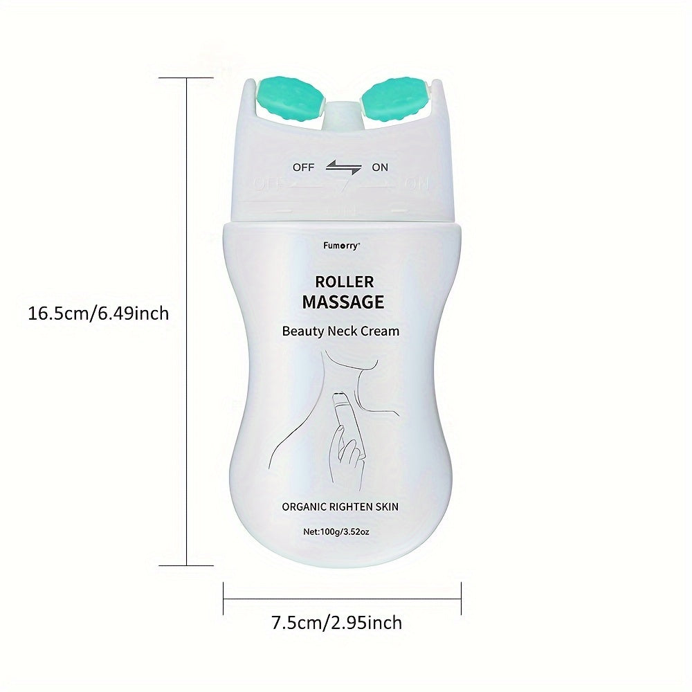 Firming Neck Massage Cream with Roller for Women - White-3