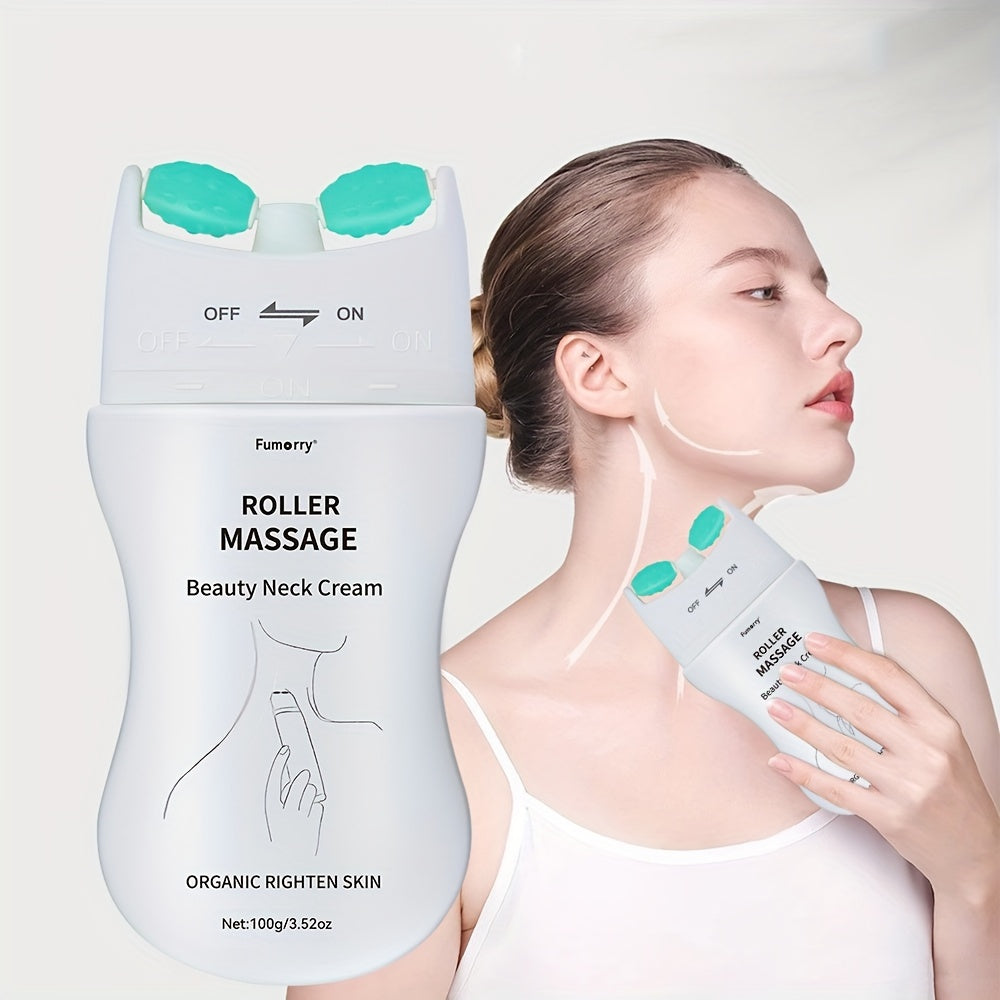 Firming Neck Massage Cream with Roller for Women - White-2