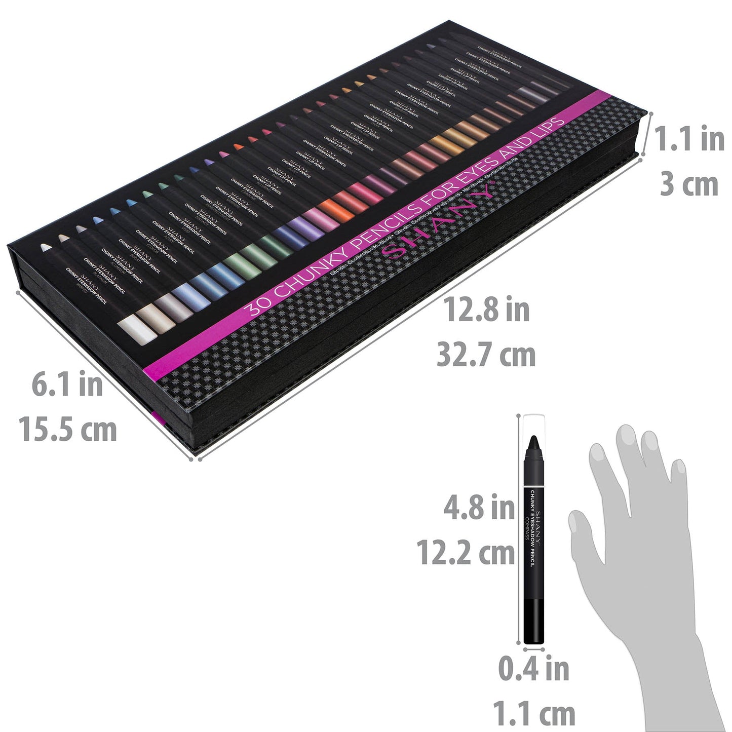 Chunky Makeup Pencils For Eyes and Lips W Vitamin E & Aloe Vera - 30 Colors