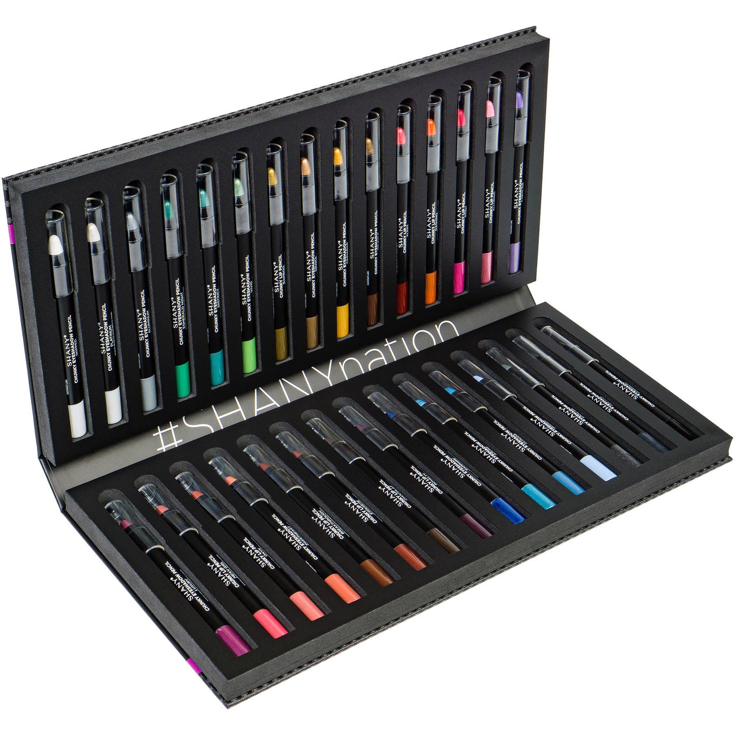 SHANY Chunky Eyeshadow Pencils Lip Liner, Eyeliner, Eye Pencils - Multi-Use Chunky Pencils for Eye Shadow, Lip Makeup, Lipstick with Vitamin E and Aloe Vera - Premium Packaging - Set of 30 Colors - SHOP - EYELINER - ITEM# SH-P003