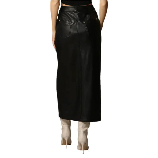 Women’s Classy Black Leg Slit Leather Skirt