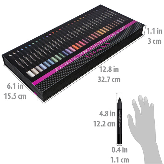 Chunky Makeup Pencils For Eyes and Lips W Vitamin E & Aloe Vera - 30 Colors
