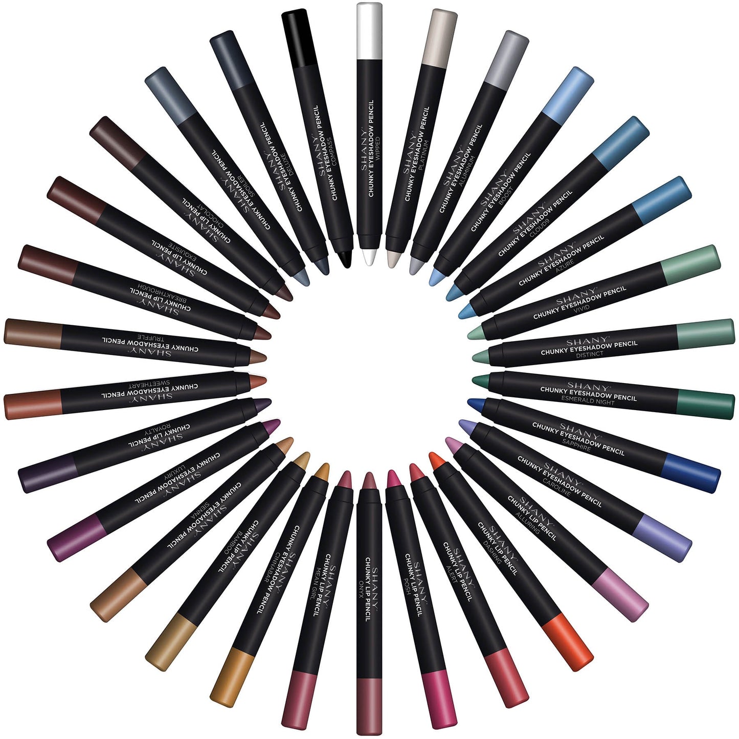 Chunky Makeup Pencils For Eyes and Lips W Vitamin E & Aloe Vera - 30 Colors